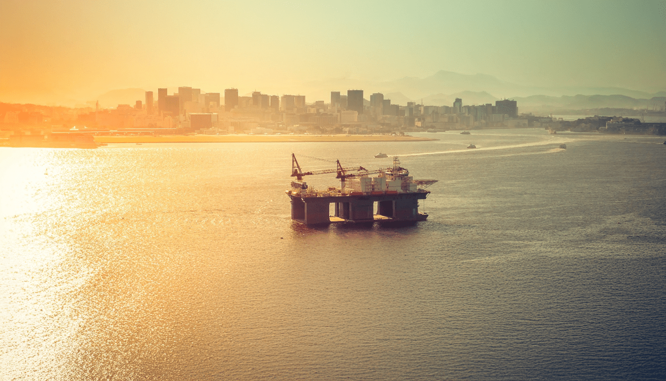offshore drilling aerial shot
